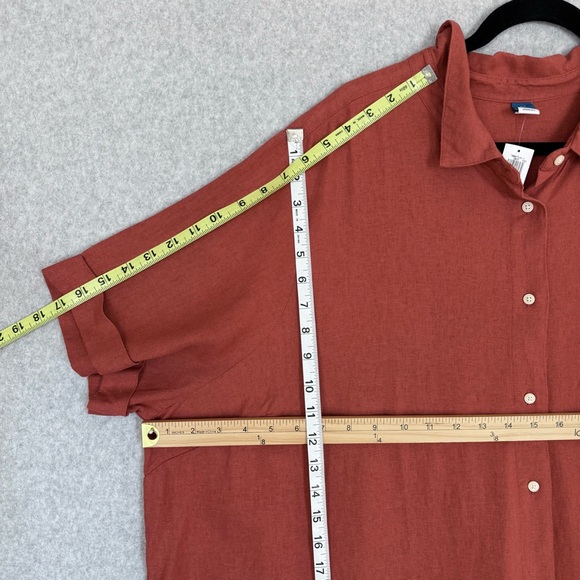 Old Navy Shirt Dress 3X Orange Linen Blend Button Up Beachy Boho Lagenlook NWT - Picture 14 of 15